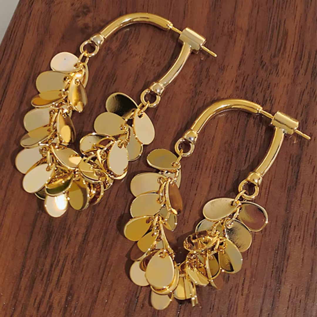 Luxury Long Tassels Dangle Earrings for Women – Fashionable Stainless Steel Wafer Pendant Jewelry