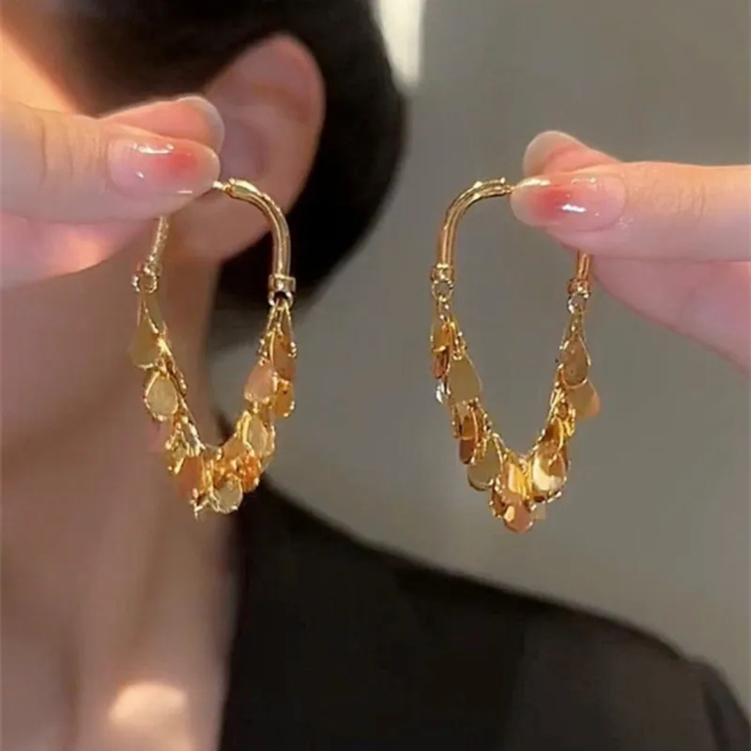Luxury Long Tassels Dangle Earrings for Women – Fashionable Stainless Steel Wafer Pendant Jewelry